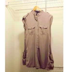 BCBG MAXAZRIA size XXS olive button up romper